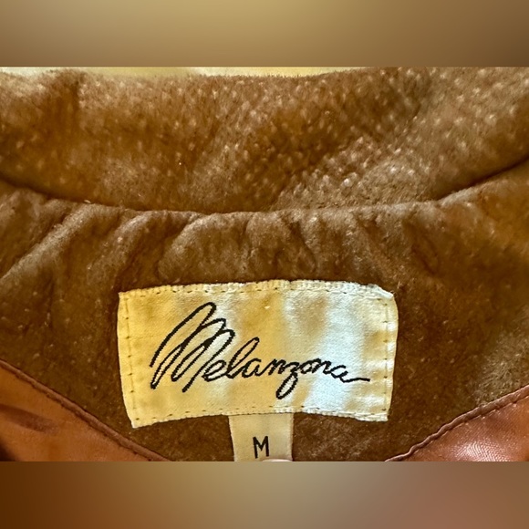Vintage 80s Melanzona Suede Jacket - Size M - Tan/Brown -  Pockets - Lined - Picture 3 of 16